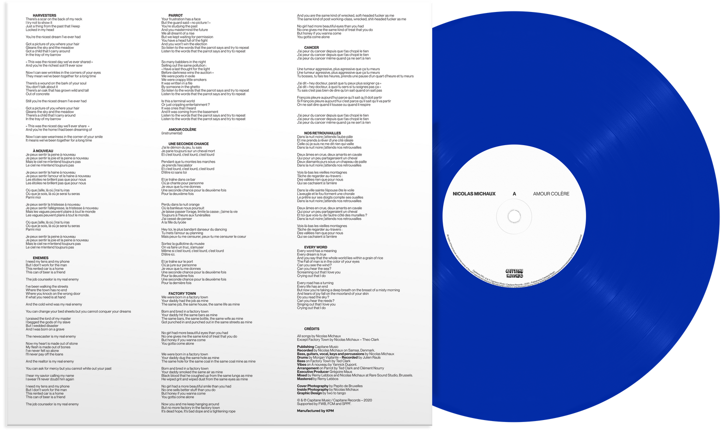 Nicolas Michaux - Amour Colère (Blue Vinyl reissue)